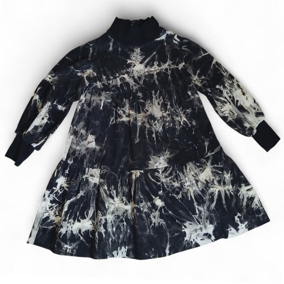 Froo Talia X Ray Print Empire Waist w Flounce Hem Turtleneck Cotton Dress Sz 5 - Picture 1 of 8